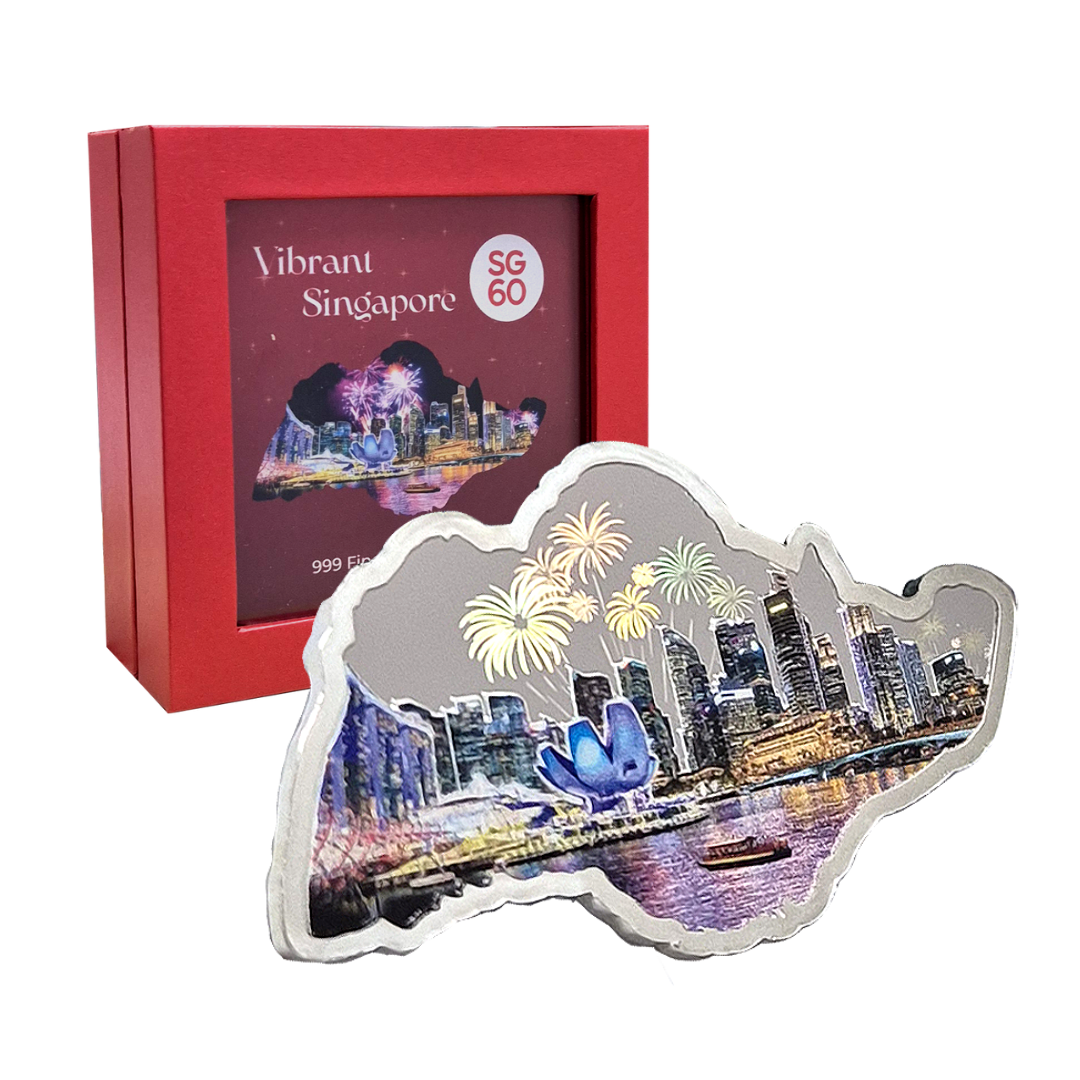 Vibrant Singapore 8g 999 Fine Silver Proof Medallion